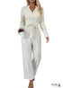 Boho Apricot V-Neck Striped Lace-Up Jumpsuit